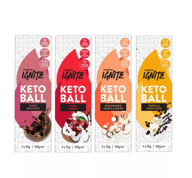 New Melrose Ignite Keto Ball 35g x 4 Pack All Flavours