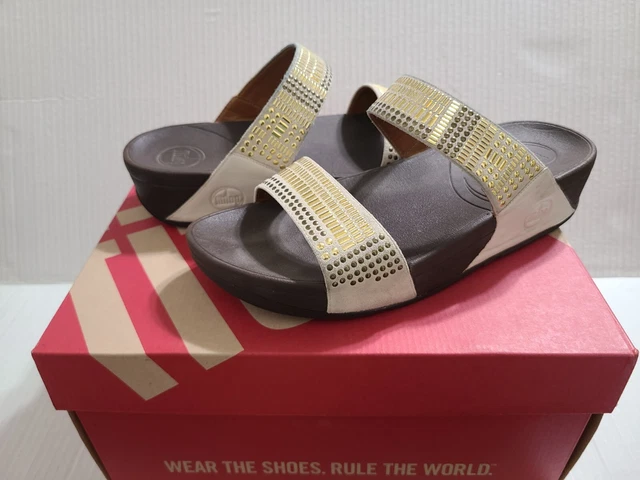 Fitflop Women's Aztek Chada Beige Slide Sandals Size 8  Fit Flop Used W Box