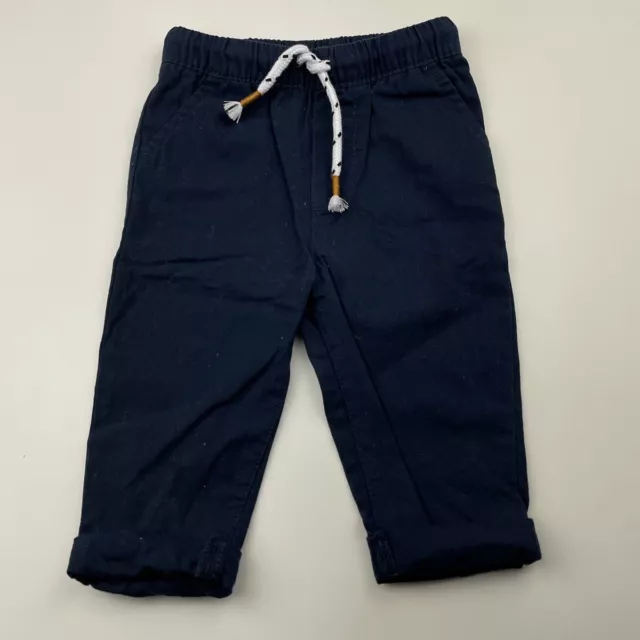 Boys size 00, Baby Berry, navy lightweight cotton pants, elasticated, EUC