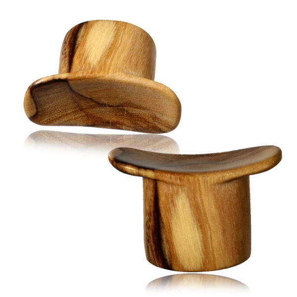 Single CONCAVE OLIVE WOOD LABRET PLUGS LIP GAUGES GAUGE ORGANIC PLUG