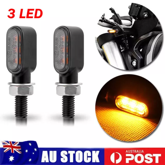 2X Universal Mini LED Motorcycle Indicators Turn Signal Blinkers Amber Light 12V