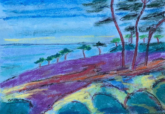 Peinture Pastel Impressionniste Originale - L'arche De Durdle Door Coté - Bobdiyann