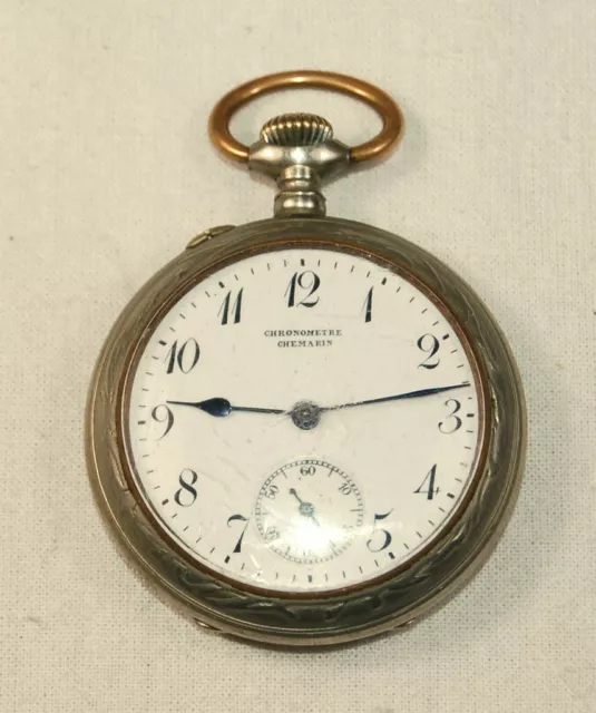 Antike alte Ancre Soigne Taschenuhr von 1908 - Punziert ARGENTAN - 15 Rubis