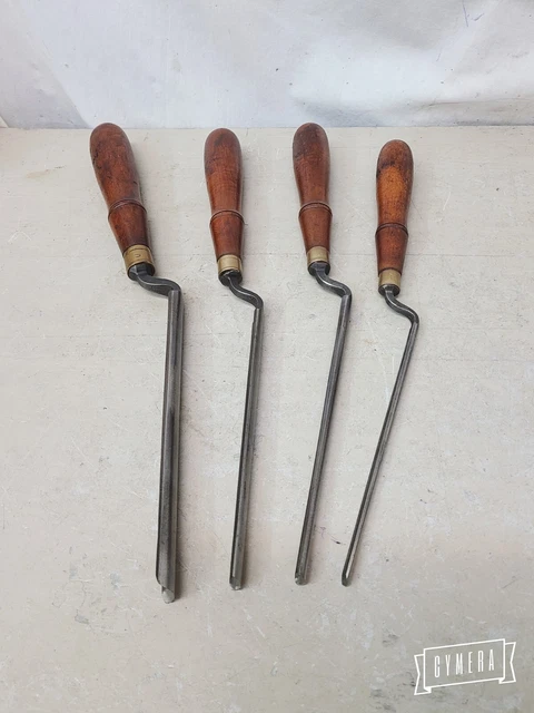 VINTAGE (4) BUCK Bros Cabinet Makers Crank Neck Gouge Chisels, 3/4", 5/ ...
