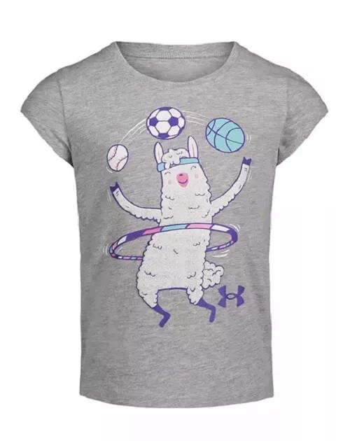 UNDER ARMOUR Toddler Girls Llama Graphic Tee ** MOD GRAY - 2T, 3T, 4T ** NWT