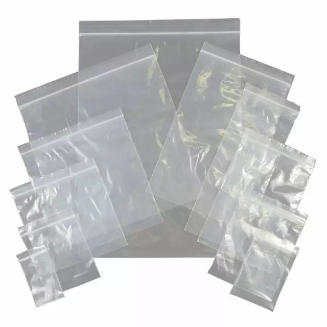 GRIP SEAL BAGS Self Resealable Clear Polythene Poly Plastic Zip Lock Food SIZES