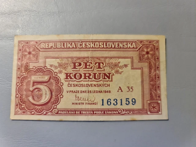 CZECHOSLOVAKIA 5 Korun 1949 used good condition