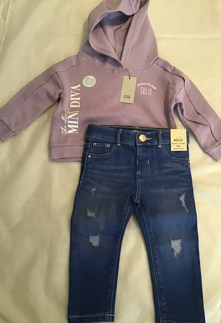 River island mini girls aged 9-12  months Mini diva hooded sweat top set BNWT