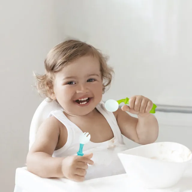 Cubiertos para niños cubiertos de aprendizaje cubiertos para bebé cuchara tenedor flexible alimentación entrenamiento pd
