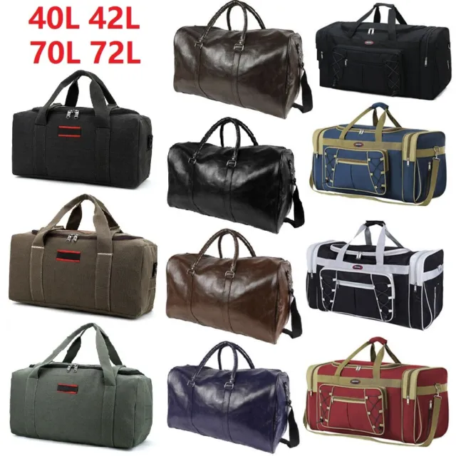 40L-80L Men Women Duffle Bag Overnight Handbag Shoulder Travel Luggage Leather