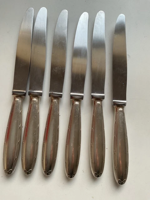 Lot De 12 Couteaux Christofle : 6 Couverts De Table Et 6 Couteaux à Dessert En Métal Argenté - Occasion