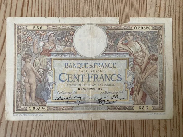 Cent Francs Banque de France 1938