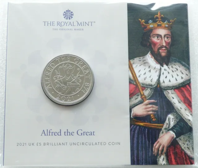 2021 Royal Mint British Alfred the Great BU £5 Five Pound Coin Pack Sealed