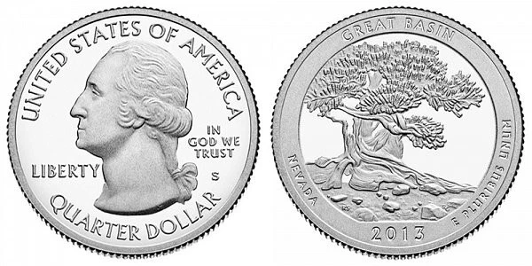 2013 S Proof Great Basin National Park Nevada Deep Cameo Clad Quarter