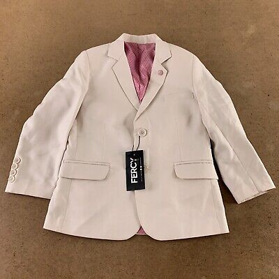 FERCY Boys Size 9 Light Beige Single Breasted Two Button Suit Jacket NWT