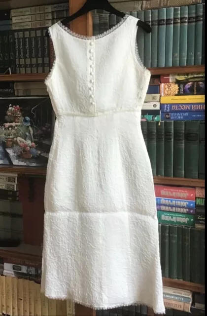 Rochas100% silk cream/white dress with laces size 36 XS Made in France 3