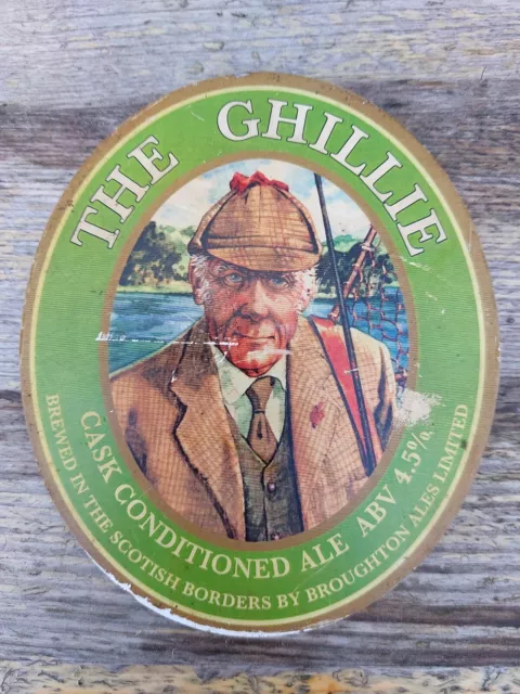 Beer Tap Pull Label The Ghillie Ale Broughton Scottish Coaster