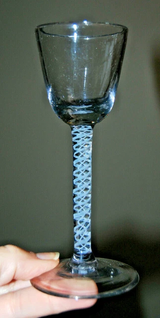 Antique 18th Century Georgian Opaque Double Air Twist Toasting Glass c1760