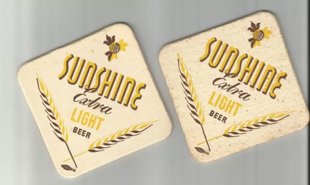 Pair Of 1950's - Sunshine Extra Light Beer Coasters-Reading, PA #012