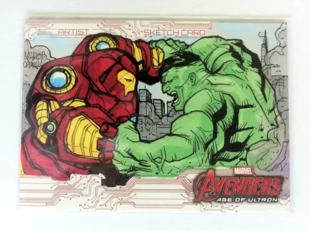 Ud Marvel Avengers Age Of Ultron Sketch Card Mario D Carrillo Hulkbuster Vs Hulk