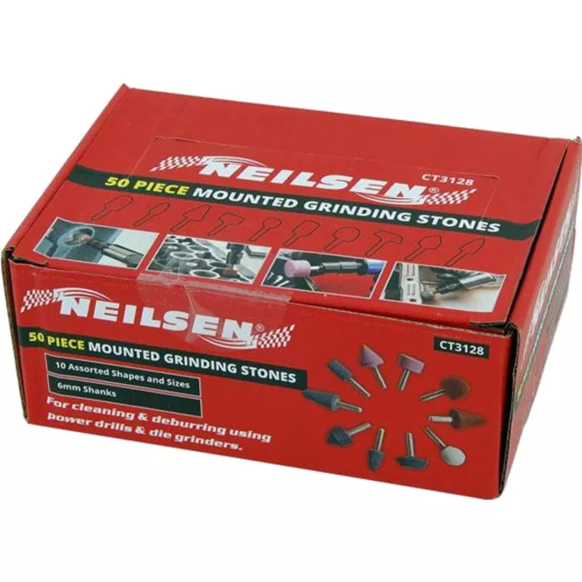 Neilsen Mounted Stone Point Grinding Head Wheel Drill Rotary Tool Set 50pc 2