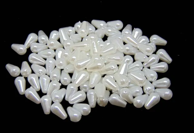 White Or Colour Acrylic Faux Pearl Drop Beads Jewellery Making Bridal Beading UK