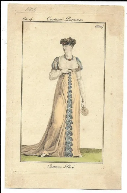 Journal Des Dames Et Des Modes  Regency Fashion Plate  Parisien  1805    688