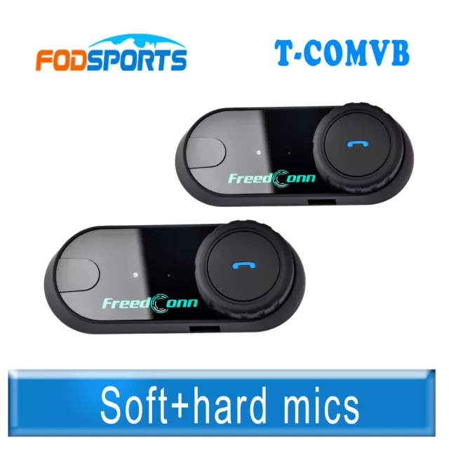 2x TCOM VB Motorcycle Helmet Bluetooth Intercom 800m Communication for 3 Riders