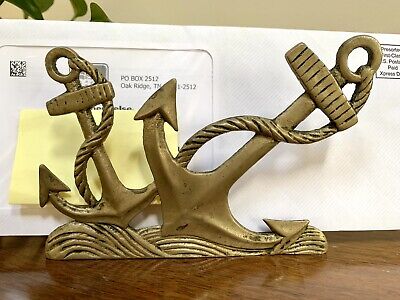 Vintage Mid Century Modern Brass Anchor Nautical Napkin Letter Rack Holder Penco