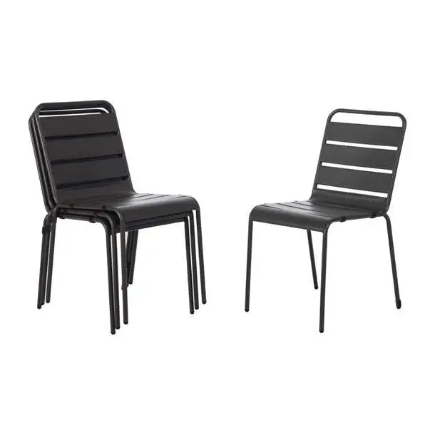 Bolero Slatted Steel Side Chairs Grey (Pack of 4) PAS-CS727