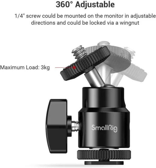 SmallRig 2Pack Hot Shoe Mount Adapter Mini Ball Head 1/4" Screw Head -2059 2