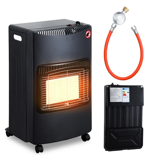 Gasheizung Heizstrahler Heizgerät Buddy 4200W mit 4 Bodenrollen Gaskamin Kamin