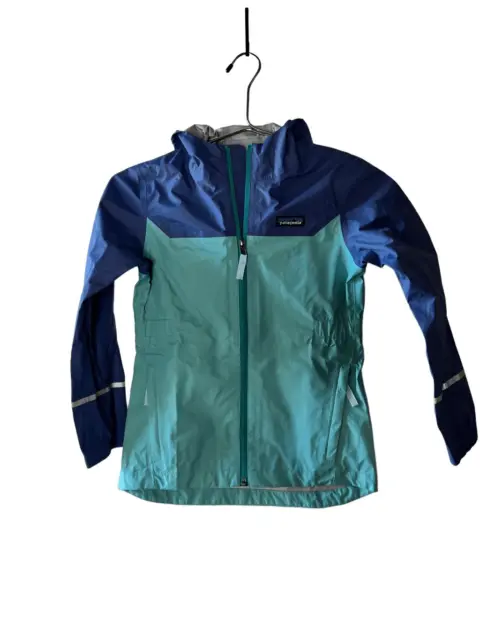 Patagonia Kids Blue Torrentshell Full Zip 3 Layer Hood Jacket Small(7-8) NWT