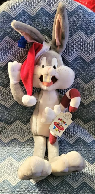 Applause Warner Bros Looney Tunes Christmas Santa Bugs Bunny 21" plush 1994