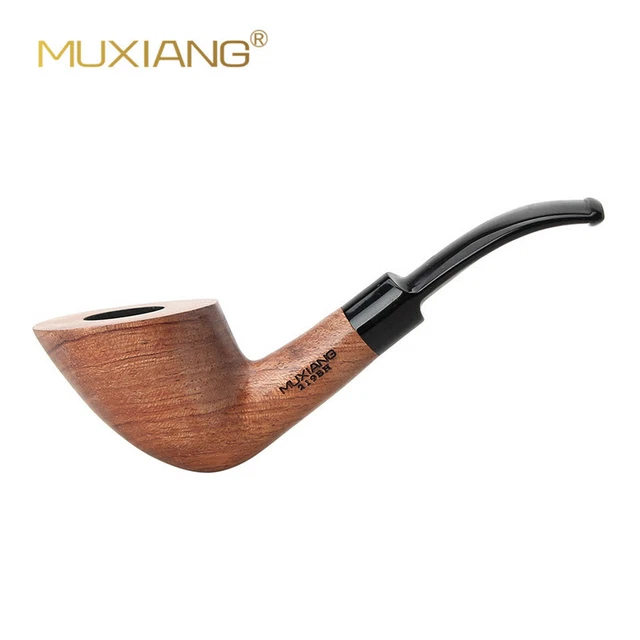 WOODEN TOBACCO PIPE Bent Stem Smoking Pipe 9mm Carbon Filter Pipe Rack