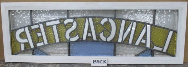 OLD ENGLISH LEADED STAINED GLASS WINDOW TRANSOM Lancaster 34.5" x 11.75" 3