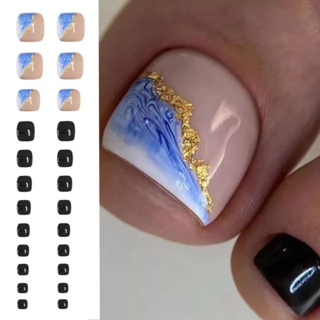 French Fake Toenails Full Cover Foot Nails Nail Tips Toe Nails  for Women Girl