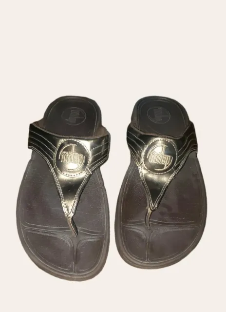 Fitflop Sandal Women's Size 6 Walkstar Brass Gold Leather Flip Flop Thong