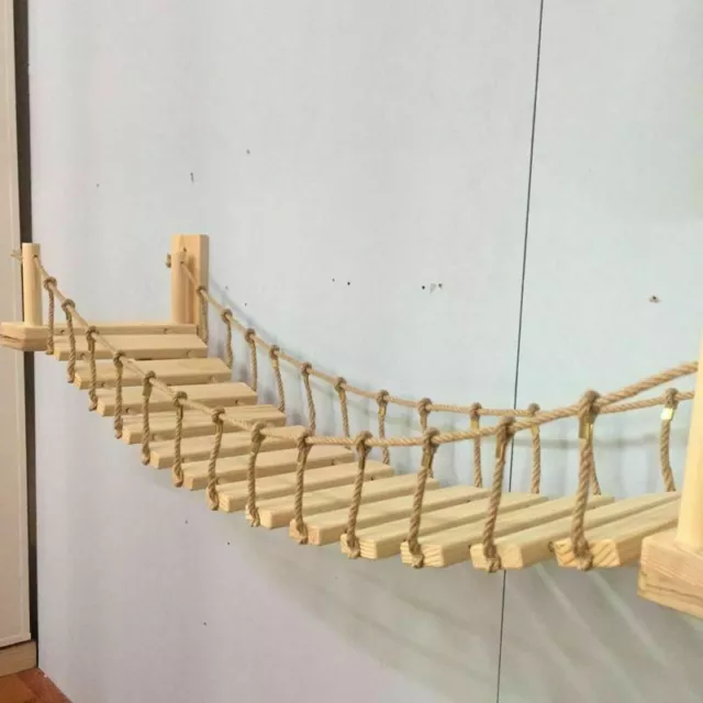 Puente de gato con cuerda Marco de escalada Casa de árbol de madera para... 3