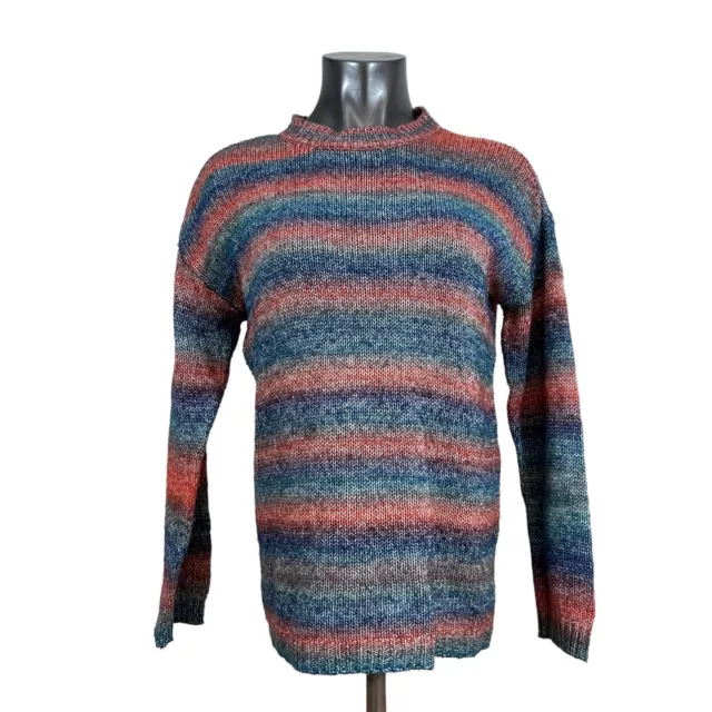 BB Dakota Women's Knit Sweater Rainbow Stripe Long Sleeve Size M