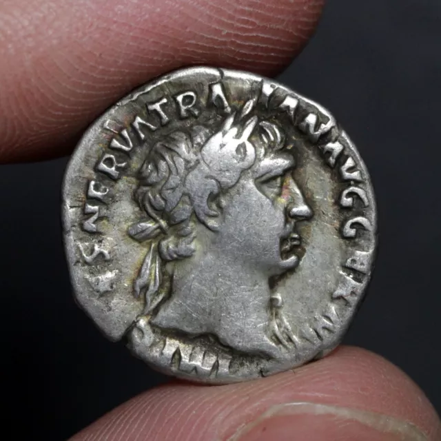 Trajan Denarius Ancient Roman Empire Silver Coin Very Fine 101AD Mars God of War