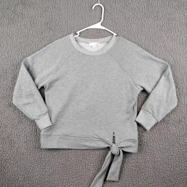 Ten Sixty Sherman Top Womens Small Tie Front Knit Sweatshirt Gray