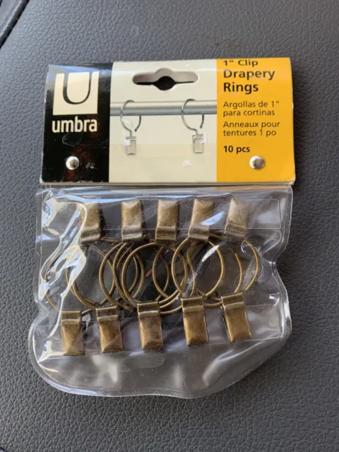 Umbra 1” clip drapery rings 10pc aged brass