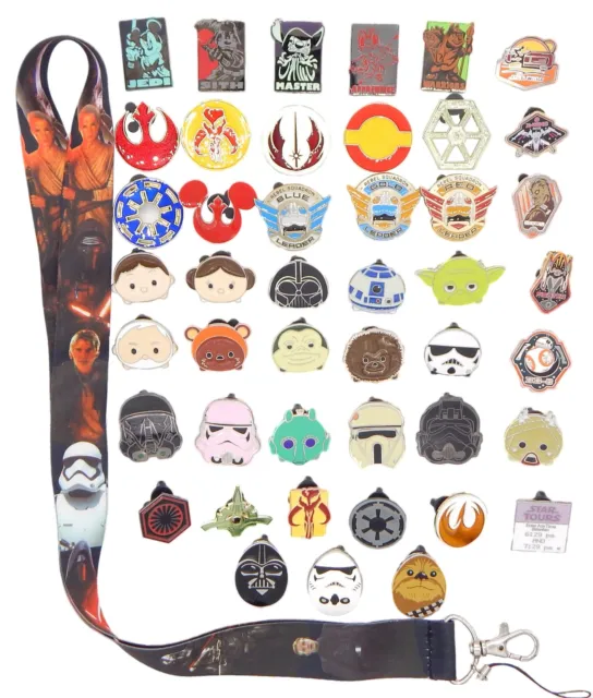 Star Wars Themed Lanyard Starter Set with 5 Disney Park Trading Pins ~Brand NEW