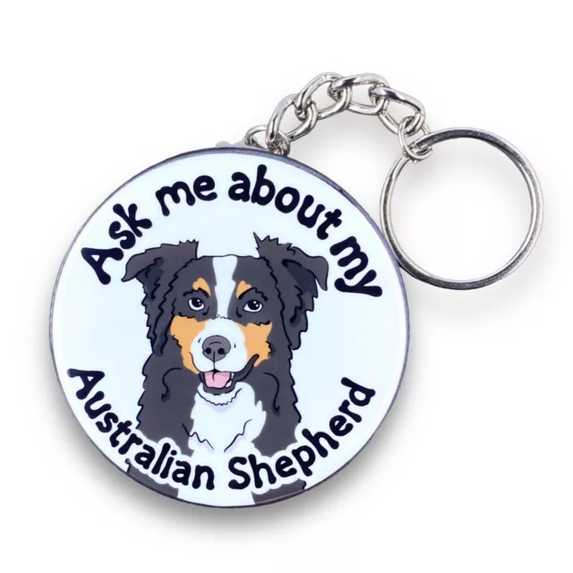 Australian Shepherd Dog Keychain Key Ring Accessories Handmade - Black Tricolor