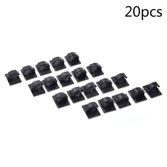 20x Adhesive Car Cable Clips Cable Winder Drop Wire Tie Desk Wall Cord Cla.pj