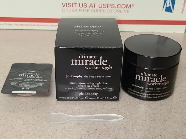 New! Philosophy Ultimate Miracle Worker Night 1.7 oz Cream Serum 0.34 oz / 10mL