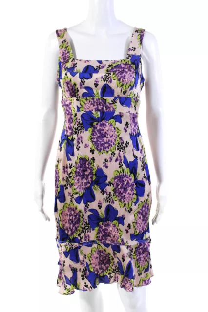 Nanette Lepore Womens Blush Cotton Floral Print Square Neck Shift Dress Size 6