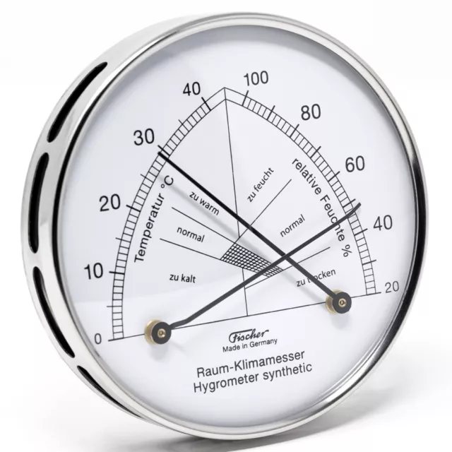 Raum-Klimamesser, Edelstahl [Fischer 142.01] 20 bis 100 % r.F., 0 bis +40 °C