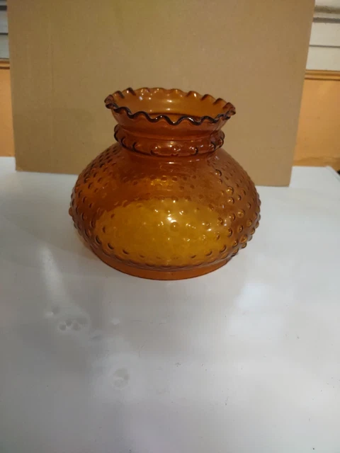 Vintage Hobnail Amber Glass Lamp Shade GWTW Oil Lamp Student Lamp Hurricane